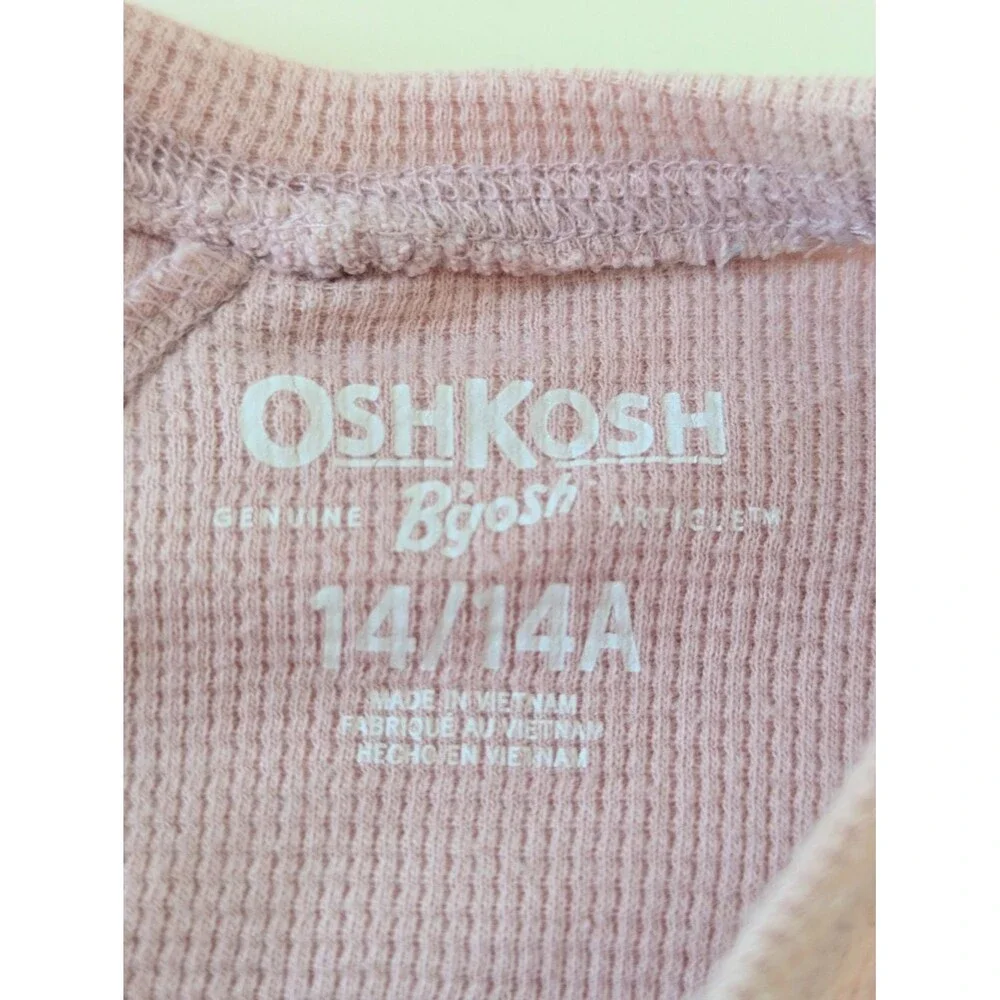 Ballet Pink Osh'Kosh Waffle Knit Long Sleeve Raw Hem Top 14 Girl's Boxy Flowy